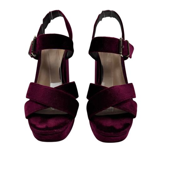 Mossimo Vintage Velvet  Strappy Goth Platform Block Heels Women's Size 8 - Picture 1 of 9